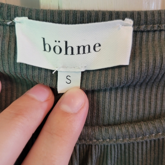 Böhme Green Ruched Ribbed Blouse - Picture 6 of 7